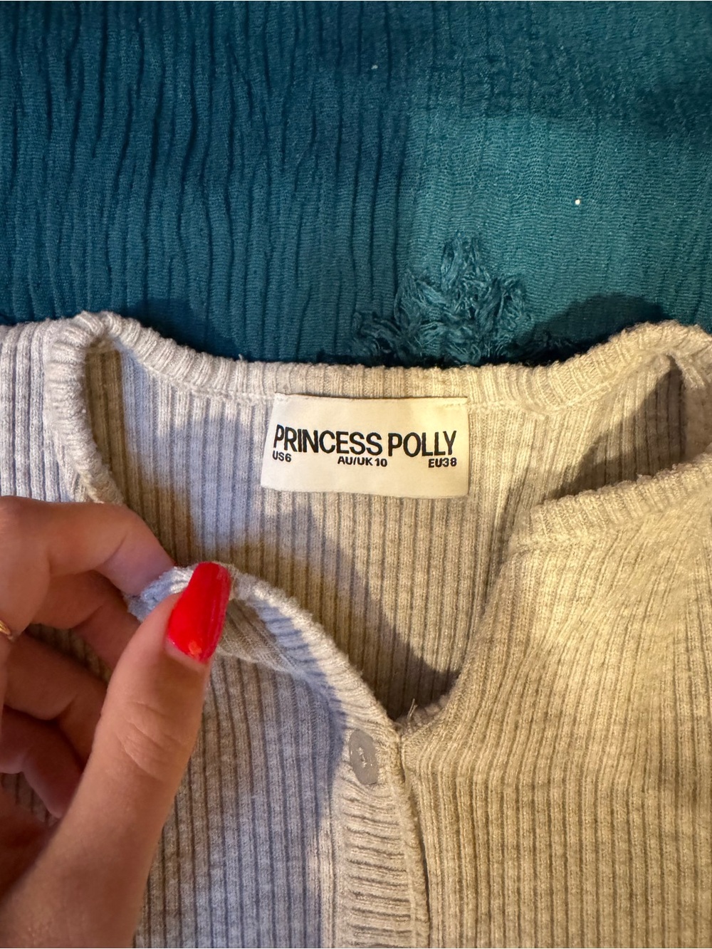 Princess Polly Ribbed Button-Front Top - Light Gray - Picture 2 of 3